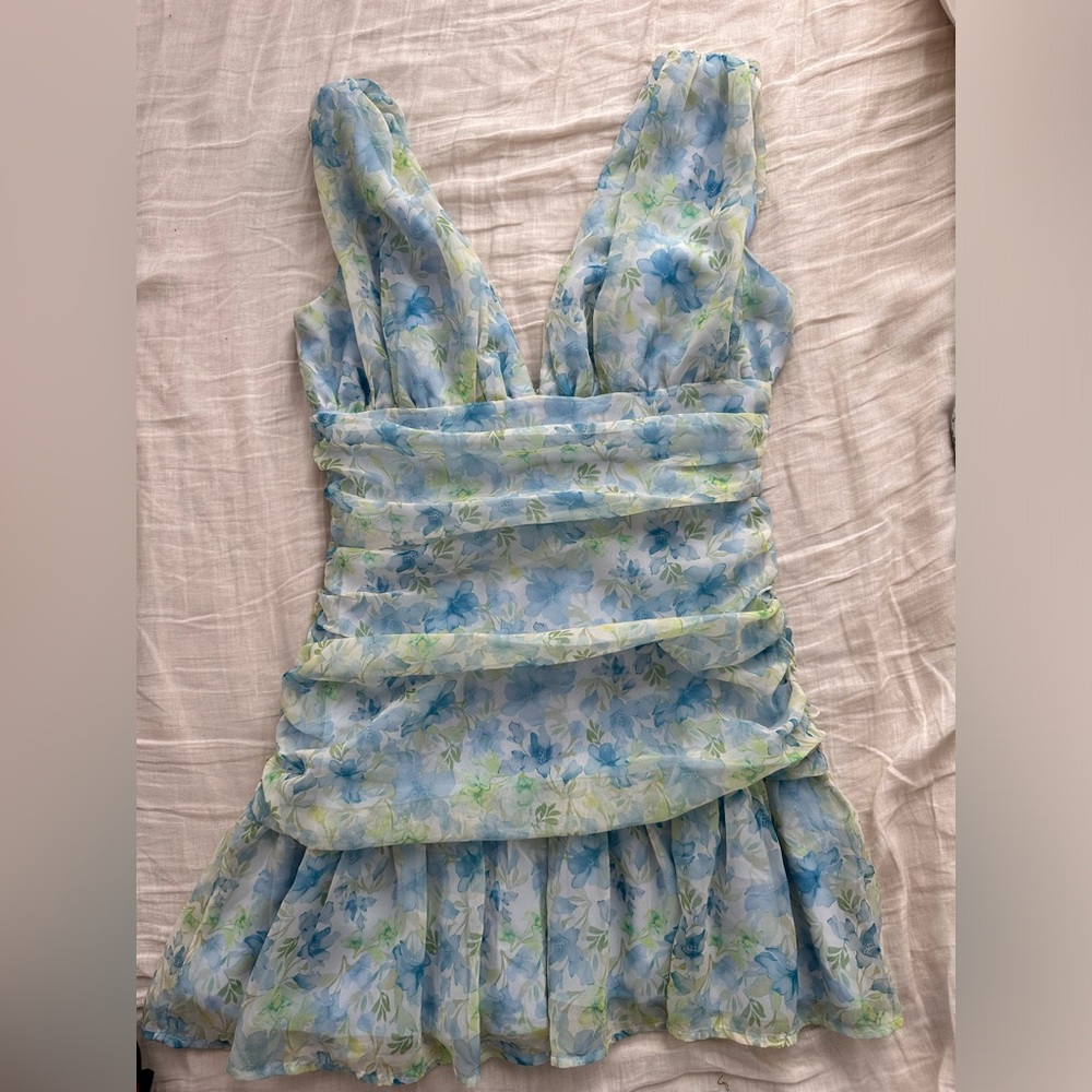 Floral Blue and Green Dress